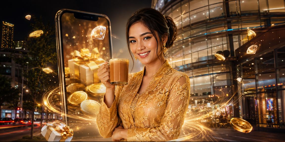 Wanita berbaju kebaya di Johor Bahru mendaftar akaun mycuci1 dan mendapat bonus selamat datang